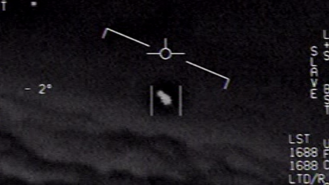 A U.S. Navy F/A-18 jet crew’s view of an encounter with an unexplained anomalous phenomena , or UAP, captured by a Forward-looking infrared (FLIR) targeting camera.