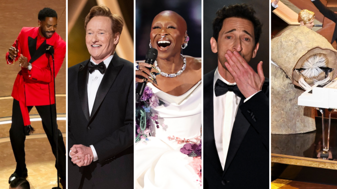 Five images of celebrities at the Oscars, and one sandworm.