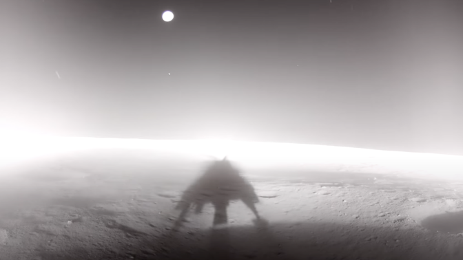 A view of lunar dust propelled into the air when Firefly Aerospace's Blue Ghost spacecraft touched down on March 2, 2025.
